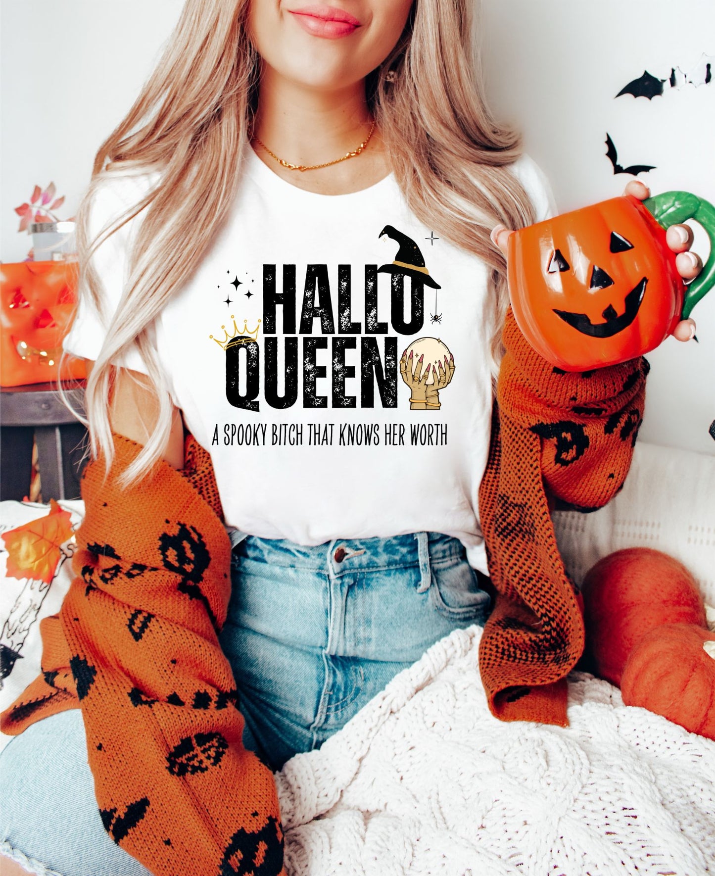 RTS ** HALLO QUEEN ** W/POCKET CLEAR FILM MATTE SCREEN PRINT TRANSFER - Nu Kustomz llc