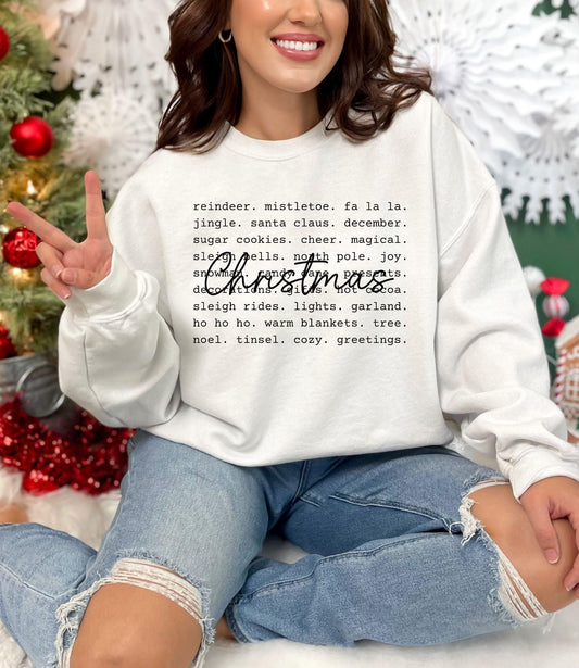 **CHRISTMAS WORDS BLACK ** SINGLE COLOR SCREENPRINT TRANSFER - Nu Kustomz llc