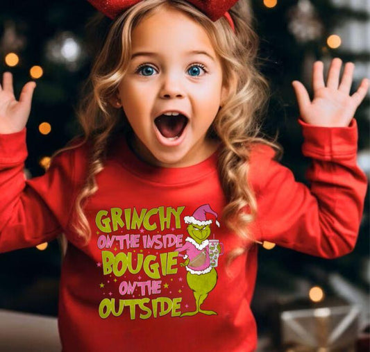 * GRINCHY ON THE INSTIDE KIDS* CLEAR FILM SCREEN PRINT - Nu Kustomz llc