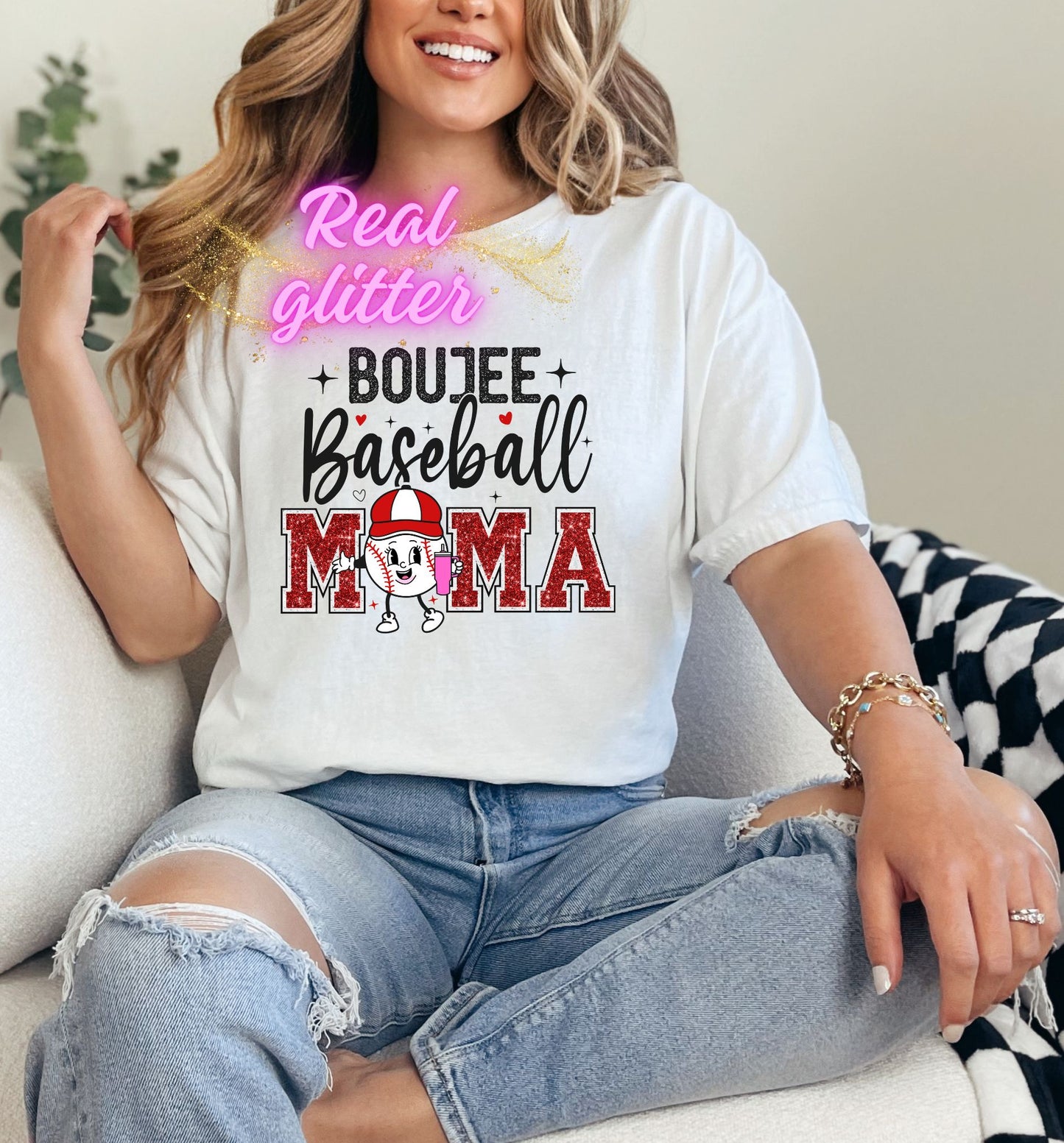 BOUJEE BASEBALL MAMA GLITTER CLEARFILM SCREENPRINT TRANSFER