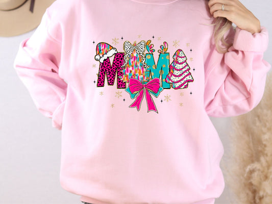 RTS- X-MAS MAMA PINK* GLITTER CLEAR FILM SCREEN PRINT