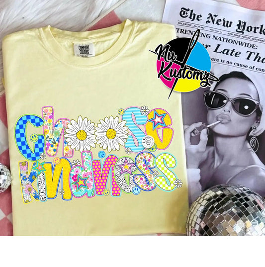 PRE-ORDER*FLORAL CHOOSE KINDNESS* GLITTER CLEAR FILM SCREENPRINT TRANSFER