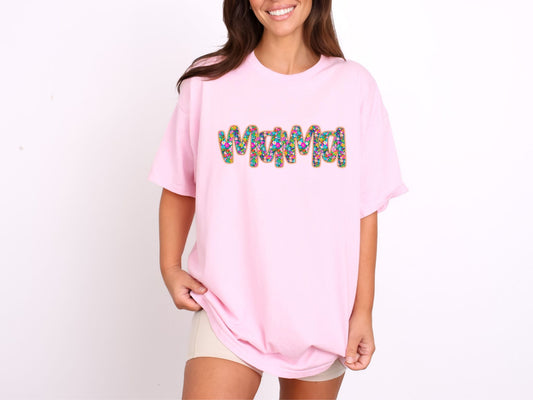 PRE-ORDER *PREPPY FLORAL MAMA* GLITTER CLEAR FILM SCREEN PRINT TRANSFER