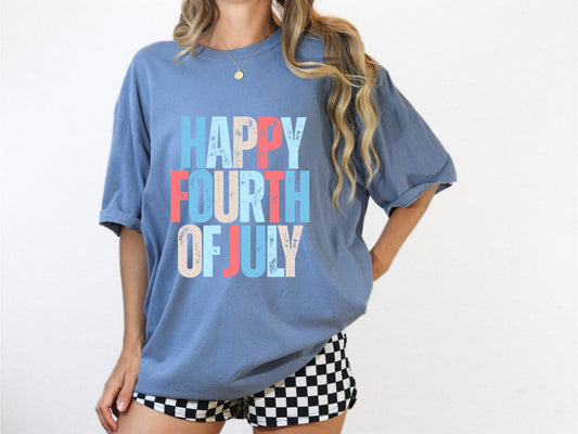 RTS**HAPPY 4TH OF JULY* GLITTER CLEAR FILM SCREENPRINT TRANSFER