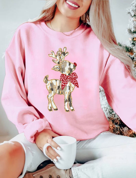 RTS *WATER COLOR REIGHNDEER* GLITTER CLEAR FILM SCREENPRINT TRANSFER