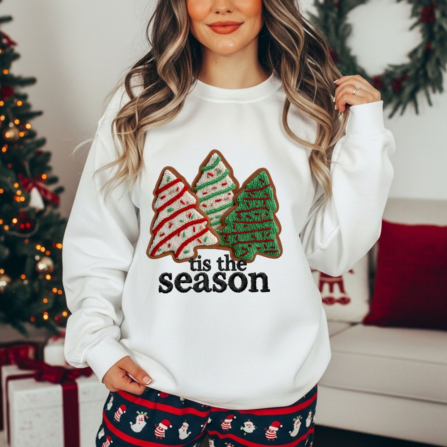 RTS*TIS THE SEASON YARN PATCH*GLITTER CLEAR FILM SCREEN PRINT TRANSFER