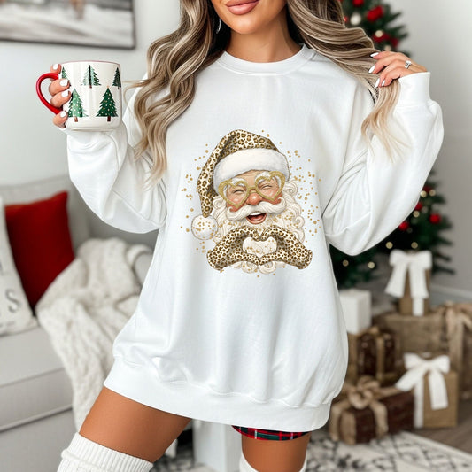 RTS*LEOPARD SANTA *GLITTER CLEAR FILM SCREEN PRINT TRANSFER