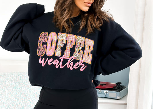 RTS *COFFEE WEATHER PINK *GLITTER CLEAR FILM SCREEN PRINT TRANSFER