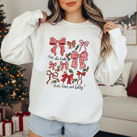 RTS *DECK THE HALLS WITH BOWS AND HOLLY*GLITTER CLEAR FILM SCREEN PRINT TRANSFER