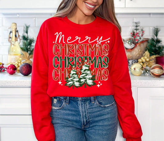 RTS *MERRY CHRISTMAS STACKED *GLITTER CLEAR FILM SCREEN PRINT TRANSFER