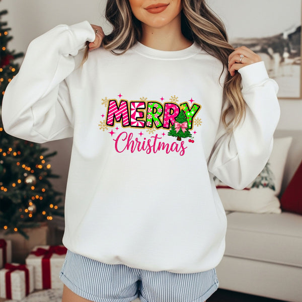 RTS*MERRY CHRISTMAS FUN* CLEAR FILM SCREEN PRINT TRANSFER WITH GLITTER