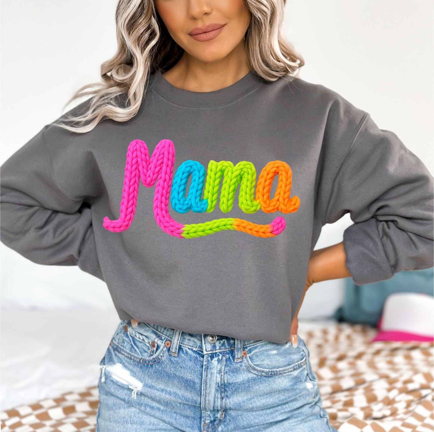 RTS**MAMA YARN NEON* CLEAR FILM SCREEN PRINT TRANSFER WITH GLITTER