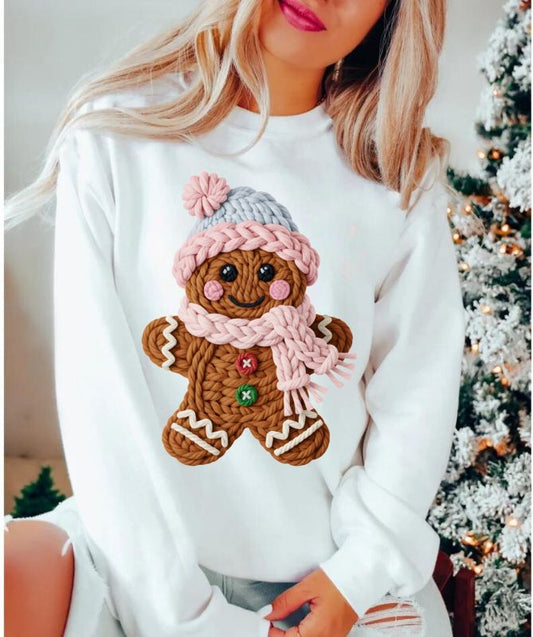 PRE-ORDER**CUTE YARN GINGERBREAD ** CLEAR FILM SCREEN PRINT TRANSFER WITH GLITTER