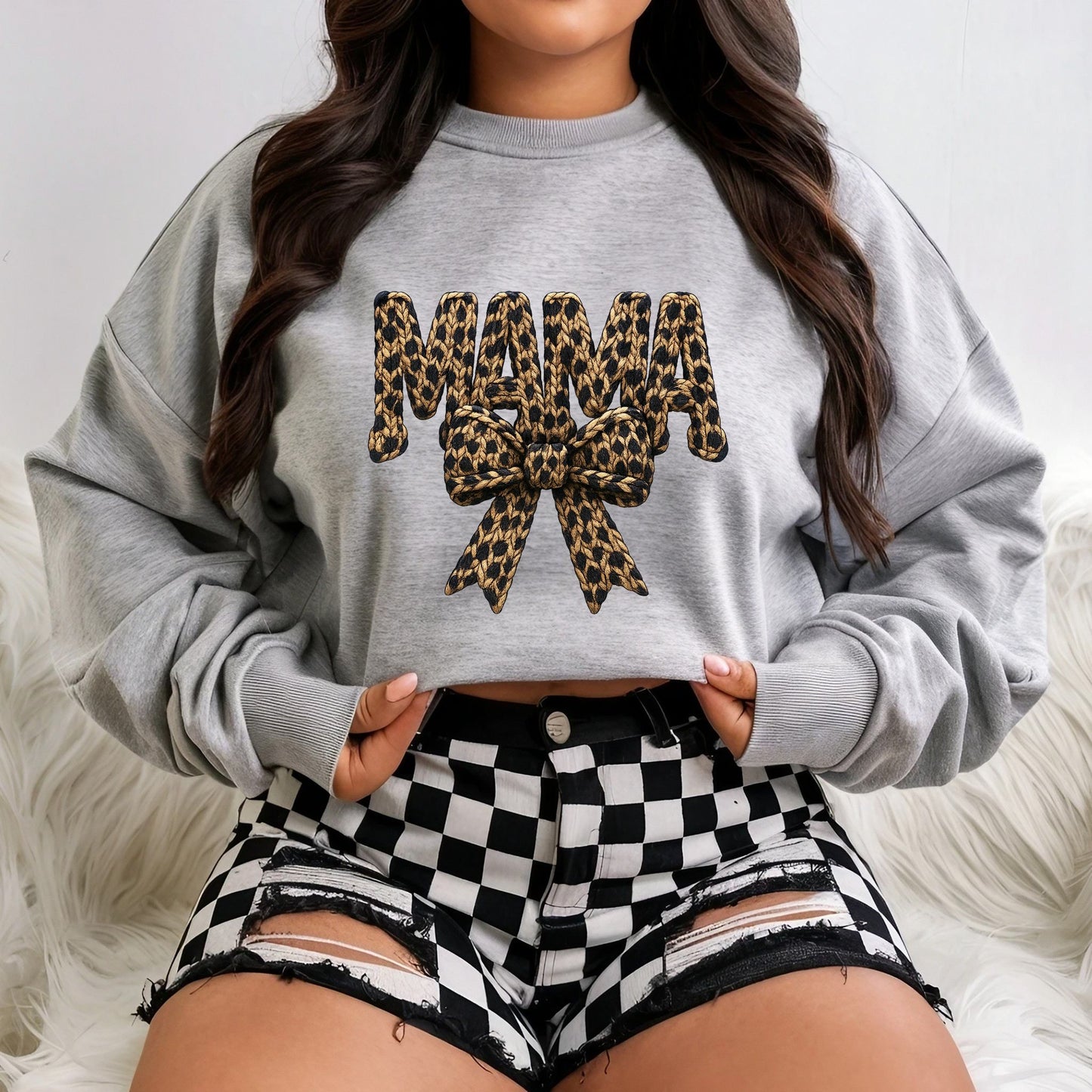 PRE-ORDER**LEOPARD YARN MAMA ** CLEAR FILM SCREEN PRINT TRANSFER WITH GLITTER