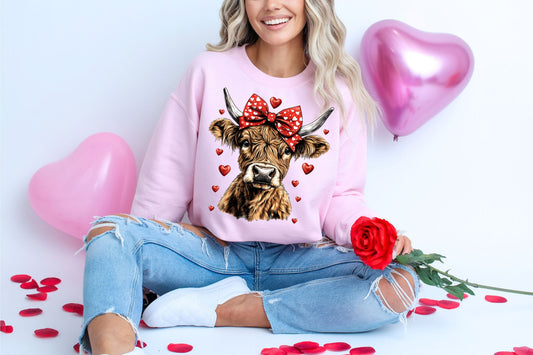 PRE-ORDER**RED BOW COW 2 ** CLEAR FILM SCREEN PRINT TRANSFER WITH GLITTER