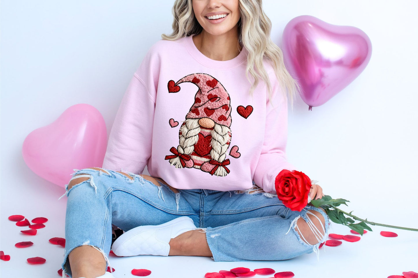 PRE-ORDER**V-DAY GNOME ** CLEAR FILM SCREEN PRINT TRANSFER WITH GLITTER