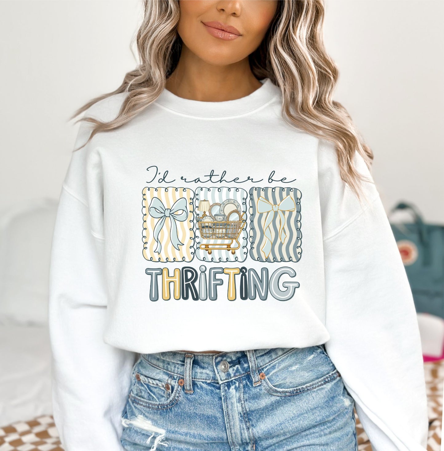 *RTS*I'D RATHER BE THRIFTING* GLITTER CLEAR FILM SCREEN PRINT TRANSFER*