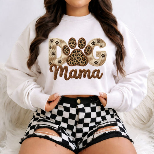 *RTS *FAUX YARN DOG MAMA * GLITTER CLEAR FILM SCREEN PRINT TRANSFER*