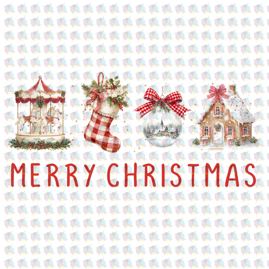 *CLASSIC MERRY CHRISTMAS * GLITTER CLEAR FILM SCREENPRINT TRANSFER
