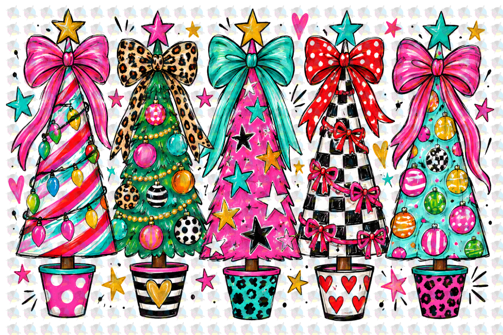 *FUNKY CHRISTMAS * GLITTER CLEAR FILM SCREENPRINT TRANSFER