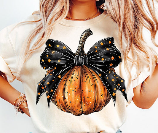 GLITTER CLEAR FILM * BLACK COQUETTE BOW PUMPKIN*