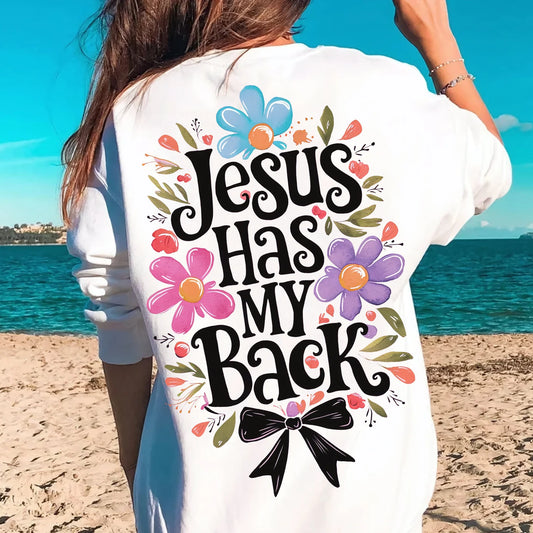 PRE-ORDER** JESUS HAS MY BACCK* GLITTER CLEAR FILM SCREENPRINT TRANSFER