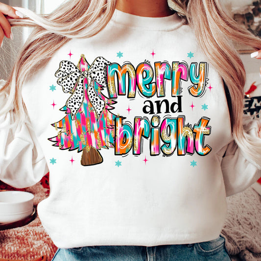RTS *MERRY AND BRIGHT WATER COLOR * GLITTER CLEAR FILM SCREENPRINT TRANSFER
