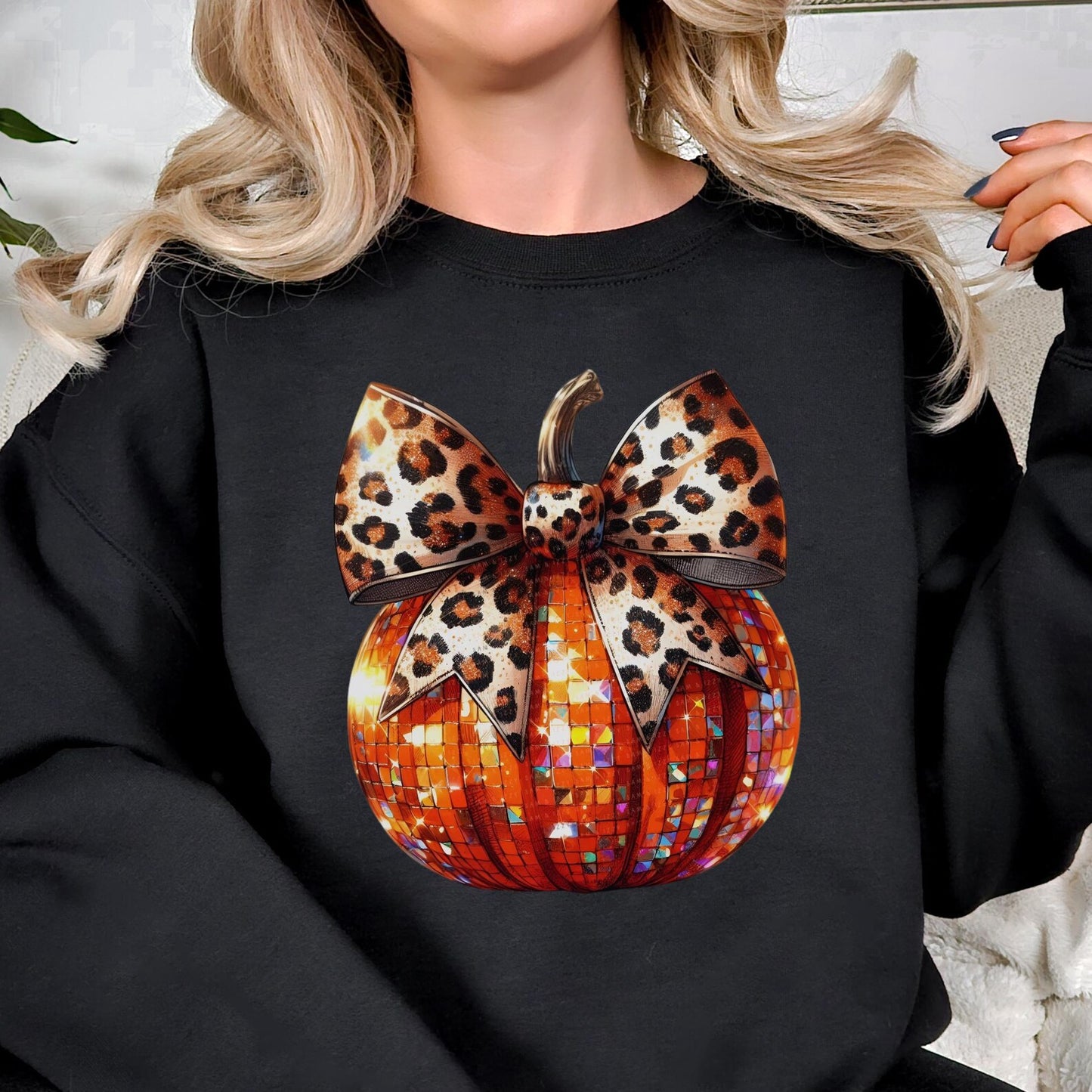 RTS*DISCO PUMPKIN LEOPARD BOW* GLITTER CLEAR FILM SCREENPRINT TRANSFER