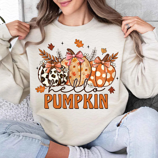 PRE-ORDER**HELLO PUMPKIN 2* GLITTER CLEAR FILM SCREENPRINT TRANSFER