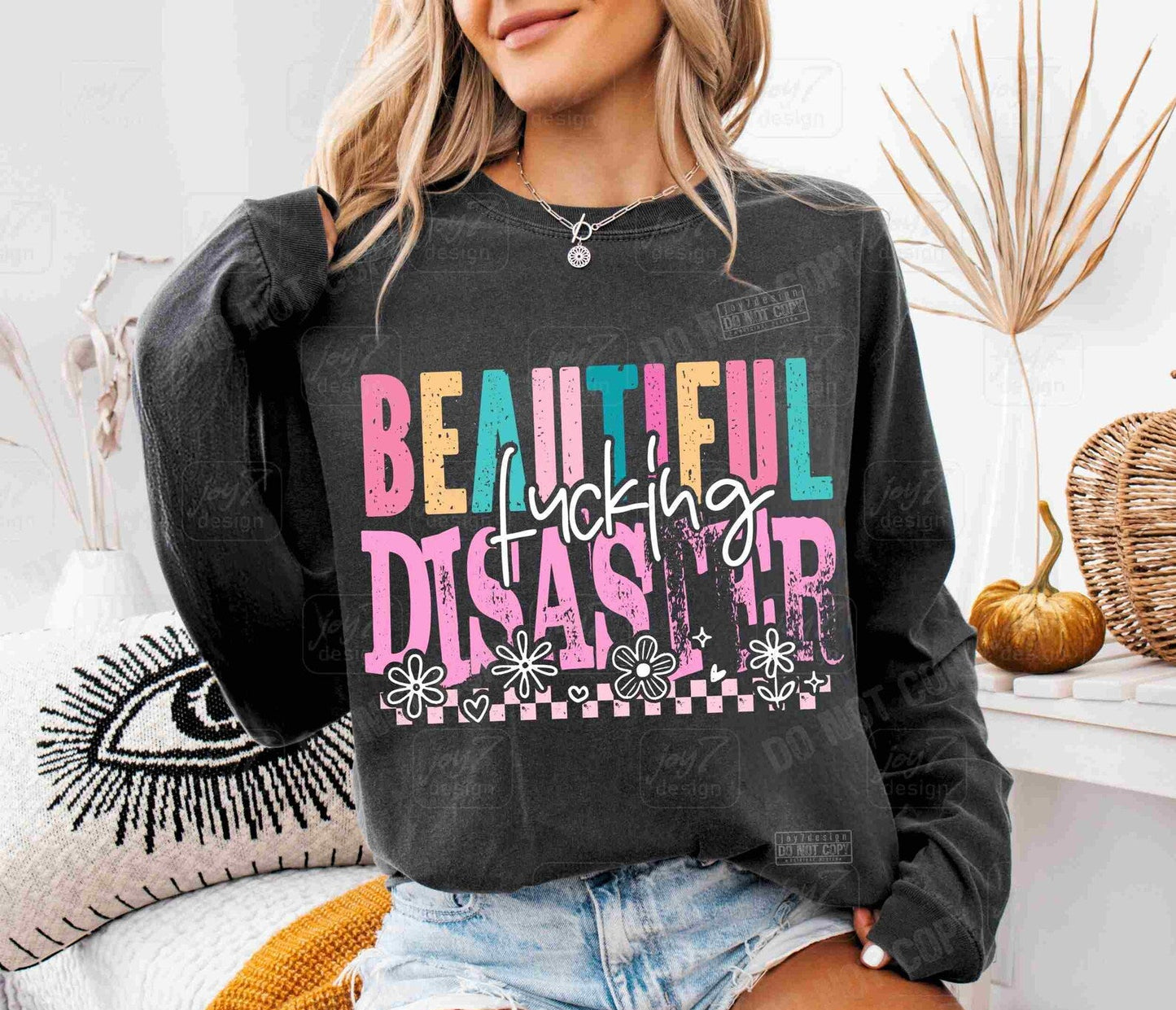 RTS** BEAUTIFUL DISASTER* GLITTER CLEAR FILM SCREENPRINT TRANSFER