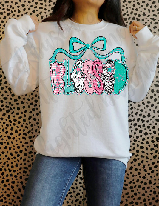 PRE-ORDER** BLESSED * GLITTER CLEAR FILM SCREENPRINT TRANSFER