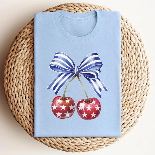 PRE-ORDER*RWB CHERRIES WITH BOW* GLITTER CLEAR FILM SCREENPRINT TRANSFER