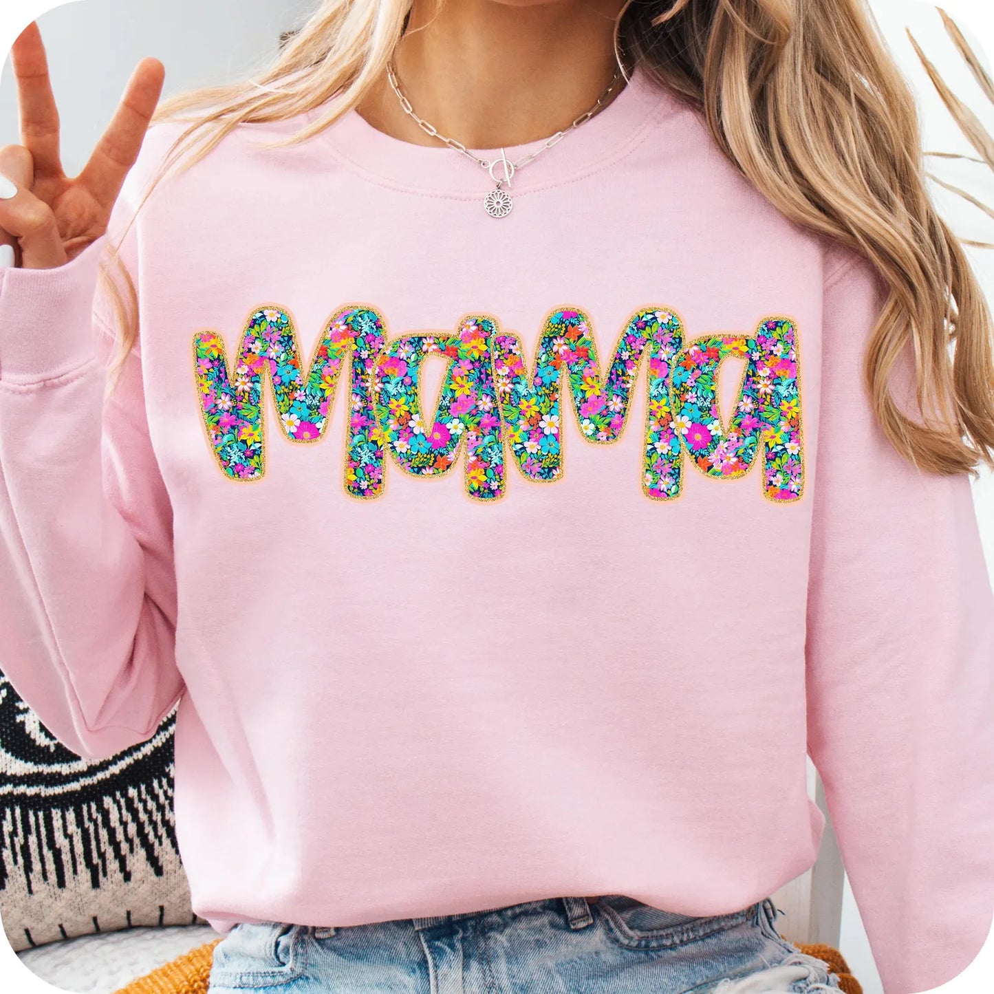 PRE-ORDER* PREPPY FLORAL*MAMA ** GLITTER CLEAR FILM SCREENPRINT TRANSFER