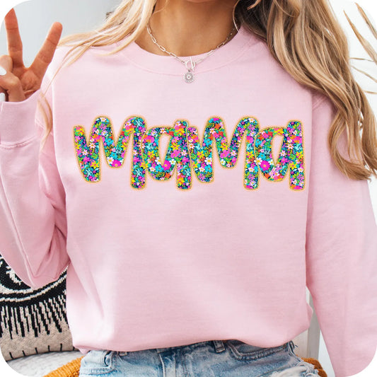 PRE-ORDER* PREPPY FLORAL*MAMA ** GLITTER CLEAR FILM SCREENPRINT TRANSFER