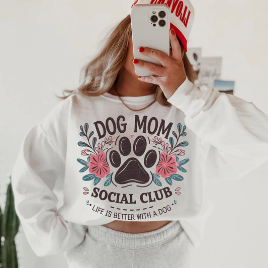 RTS*DOG MOM SOCIAL CLUB * GLITTER CLEAR FILM SCREENPRINT TRANSFER