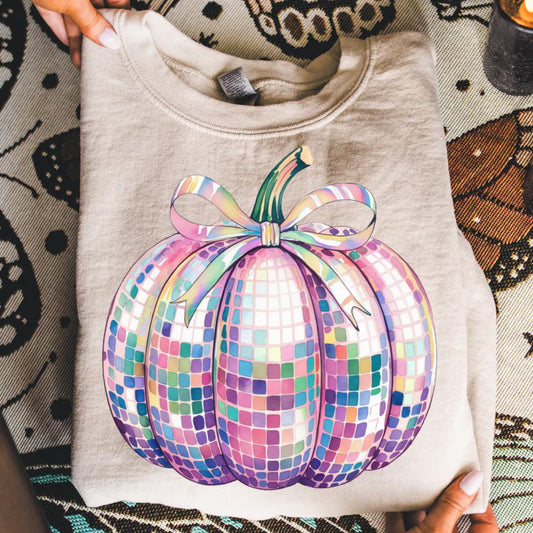 RTS *IRREDESCENT DISCO PPUMPKIN* GLITTER CLEAR FILM SCREENPRINT TRANSFER