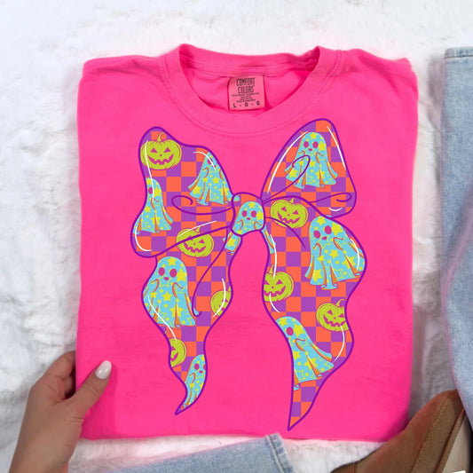 RTS *NEON HALLOWEEN BOW * GLITTER CLEAR FILM SCREENPRINT TRANSFER
