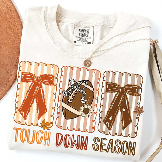 RTS* TOUCH DOWN SEASON & BOWS* GLITTER CLEAR FILM SCREEN PRINT TRANSFER