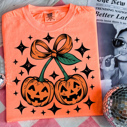 RTS * PUMPKIN CHERRIES* GLITTER CLEAR FILM SCREENPRINT TRANSFER