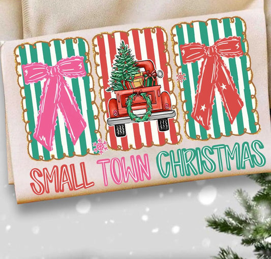 *SMALL TOWN CHRISTMAS SKINNY * GLITTER CLEAR FILM SCREENPRINT TRANSFER