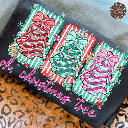 RTS* PREPPY OH CHRISTMAS TREE* GLITTER CLEAR FILM SCREENPRINT TRANSFER
