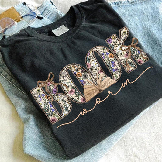 PRE- ORDER**BOOK WORM** GLITTER CLEAR FILM SCREEN PRINT TRANSFER **