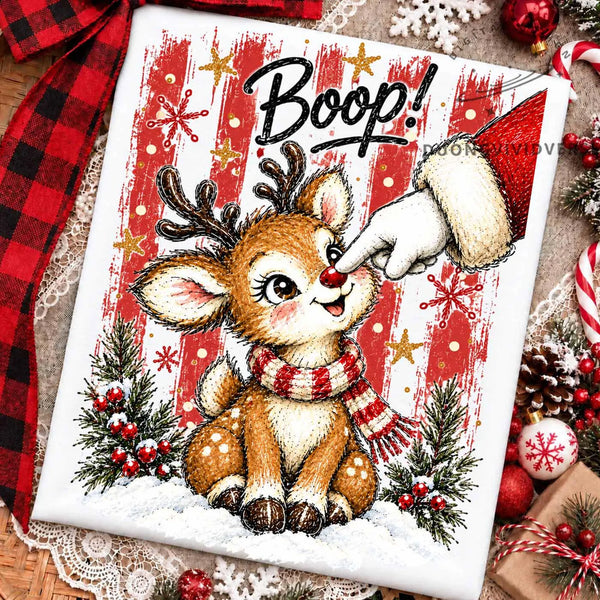 *RUDOLPH BOOP * GLITTER CLEAR FILM SCREENPRINT TRANSFER