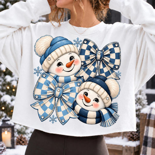 PRE-ORDER *RETRO BLUE SNOWMAN COLLAGE * GLITTER CLEAR FILM SCREENPRINTS