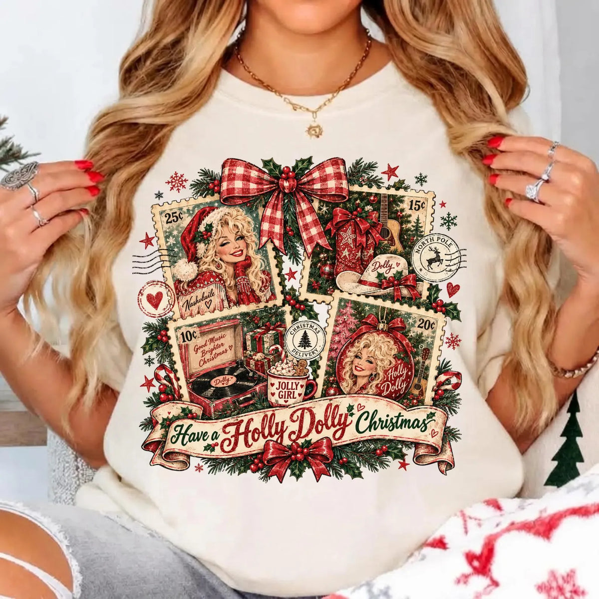 PRE-ORDER *DOLLY CHRISTMAS STAMP* GLITTER CLEAR FILM SCREENPRINTS