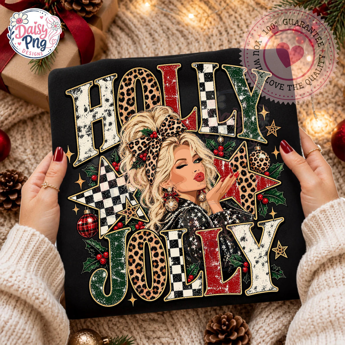 PRE-ORDER *VINTAGE HOLLY DOLLY * GLITTER CLEAR FILM SCREENPRINTS