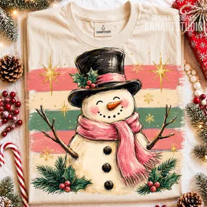 *CHRISTMAS SNOWMAN * GLITTER CLEAR FILM SCREENPRINT TRANSFER
