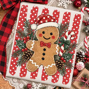 *GINGERBREAD POLKA DOTS DISTRESSED * GLITTER CLEAR FILM SCREENPRINT TRANSFER