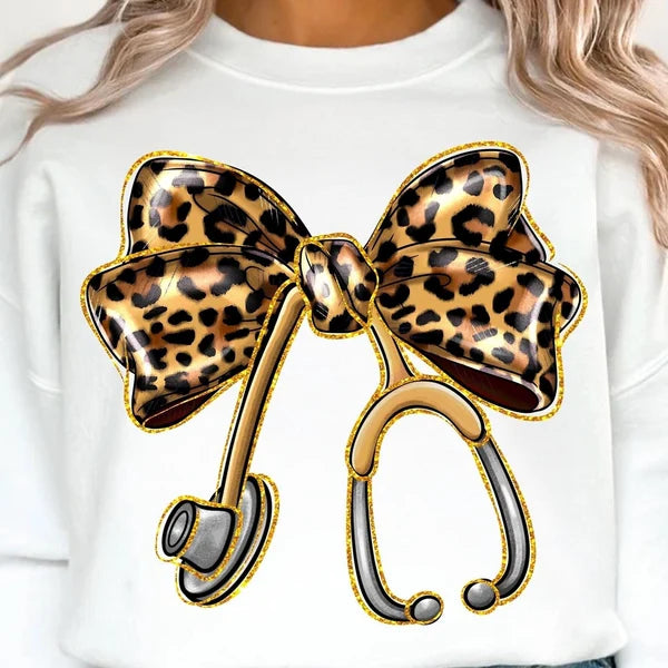 PRE-ORDER** LEOPARD STETHOSCOPE* GLITTER CLEAR FILM SCREENPRINT TRANSFER