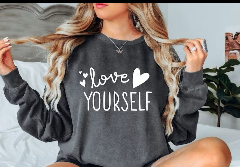 RTS ** LOVE YOURSELF ** SINGLE COLOR SCREENPRINT TRANSFER ( WHITE ) - Nu Kustomz llc